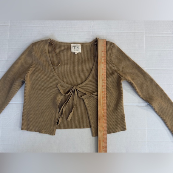 Twine And String Front Tie Nude Crop Blouse - Picture 2 of 5